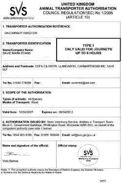 Click to view full size

SVS Animal Transporter Authorisation